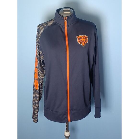 Chicago Bears Zip Up Thermal Base Jacket Graphic Sleeve Blue,Orange,Gray Large - Picture 4 of 15